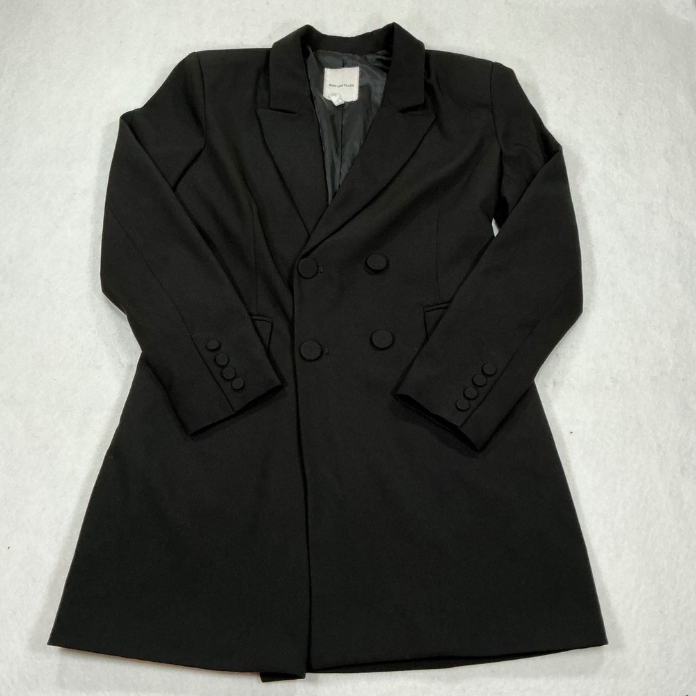 Avec Les Filles Black Double Breasted‎ Blazer Coat Womens Medium 81970